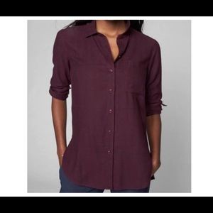 Athleta Heat Teach flannel maroon with navy SP